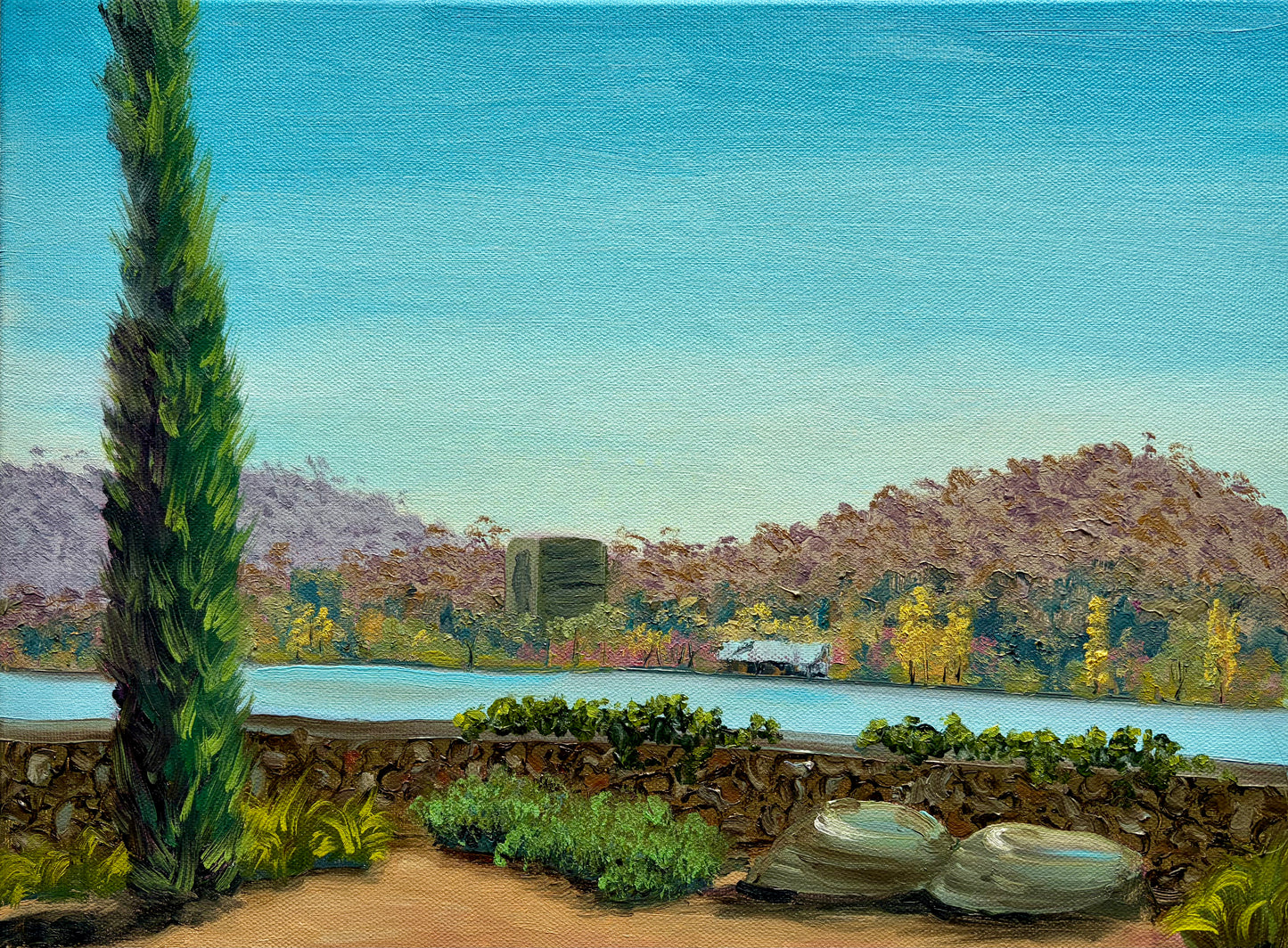 Across the lake