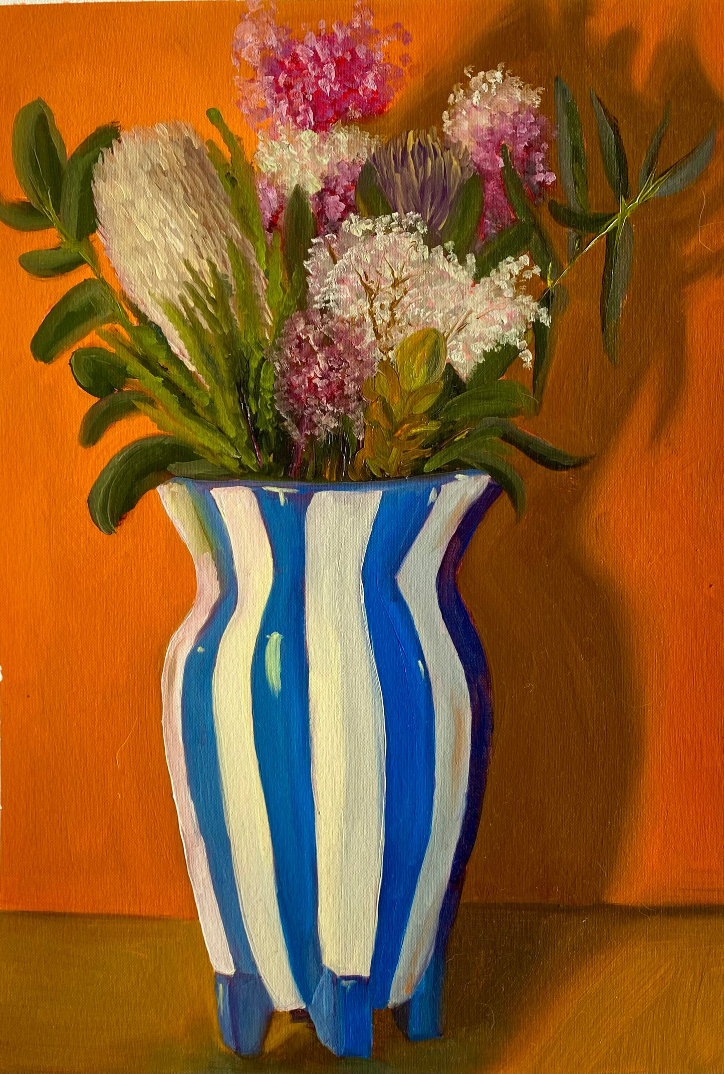 Australian Bouquet and Striped Vase