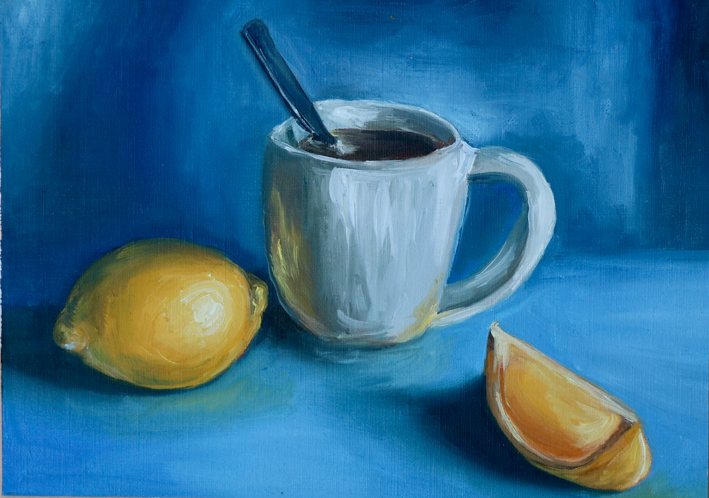 Lemon and Coffee - oil painting