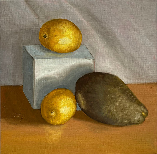 Lemon, box, avocado