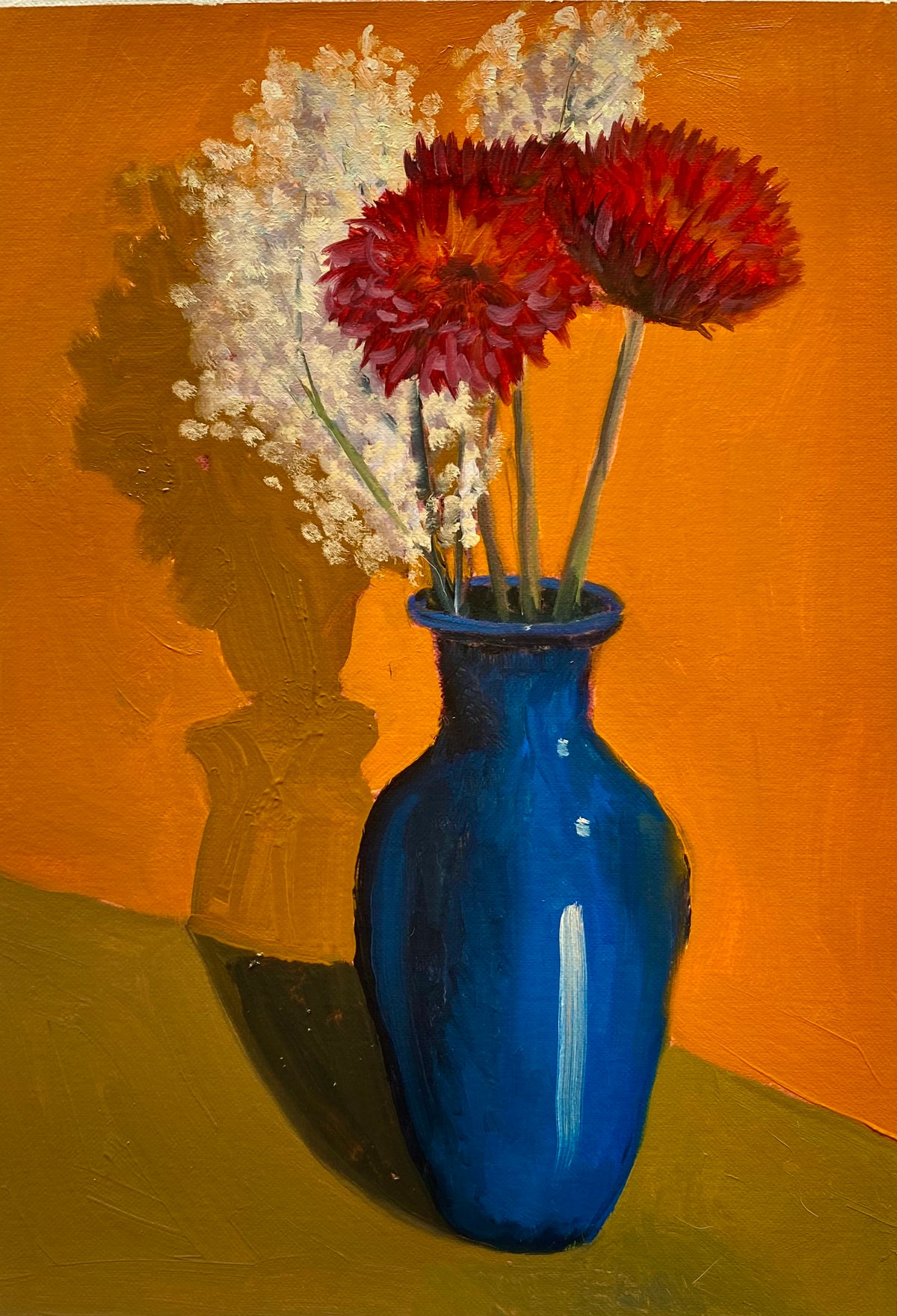 Blue Vase on Orange – Helen Warner Art