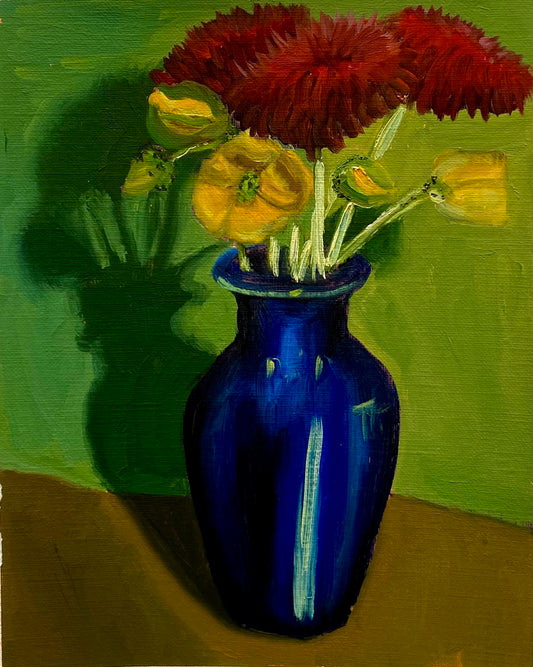 Blue Vase on Green